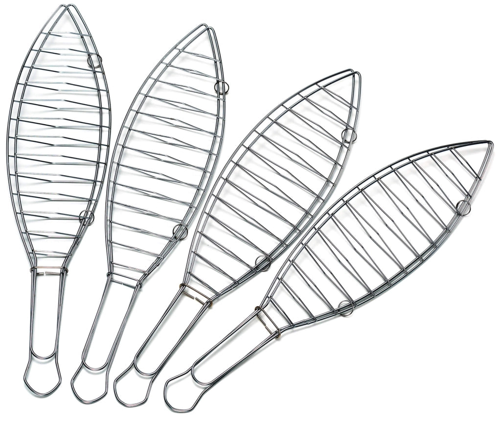 Set 4 Griglie per Pesce 42x10x21 cm in Acciaio Inox Vannini