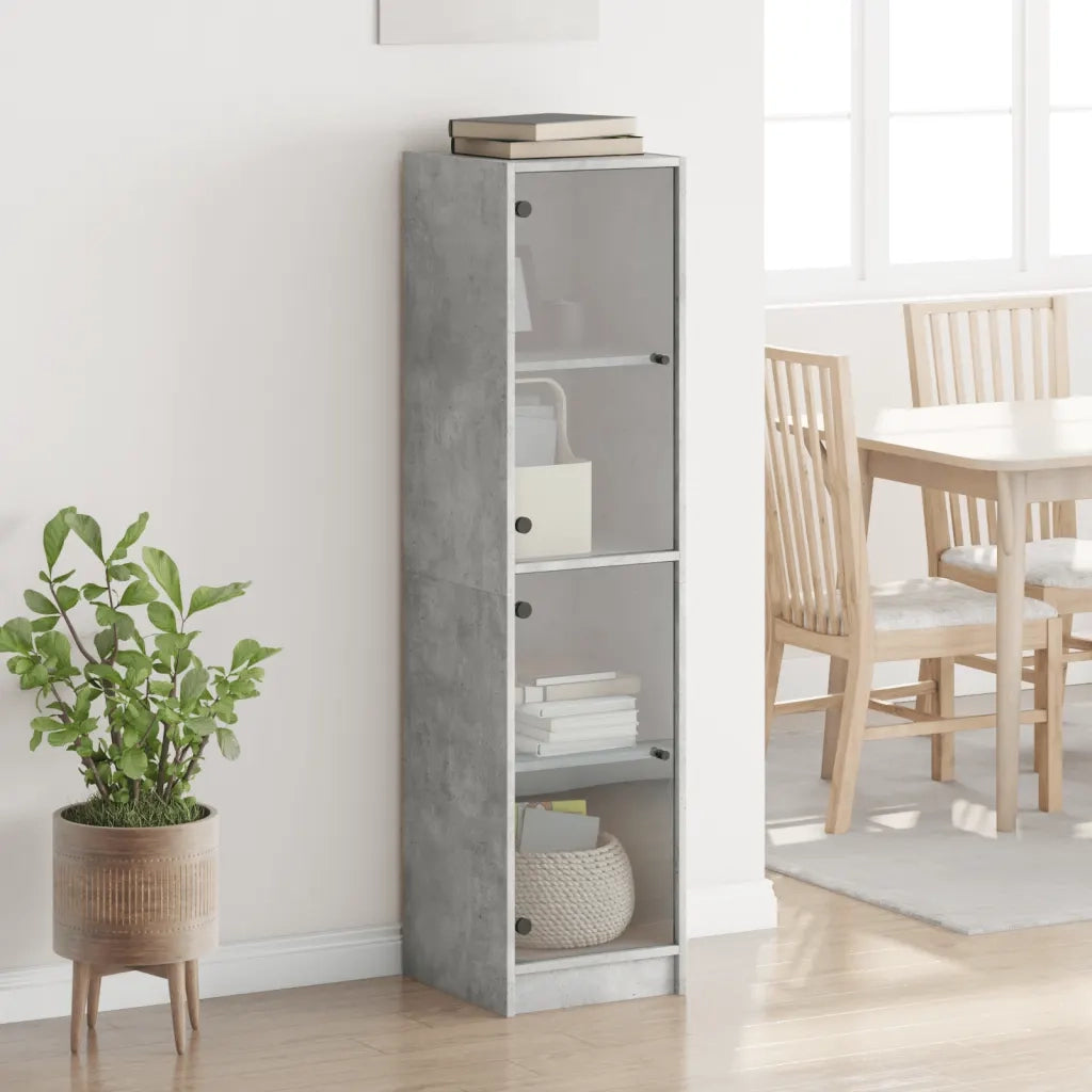 Credenza con Ante in Vetro Grigio Cemento 35x37x142 cm 836437