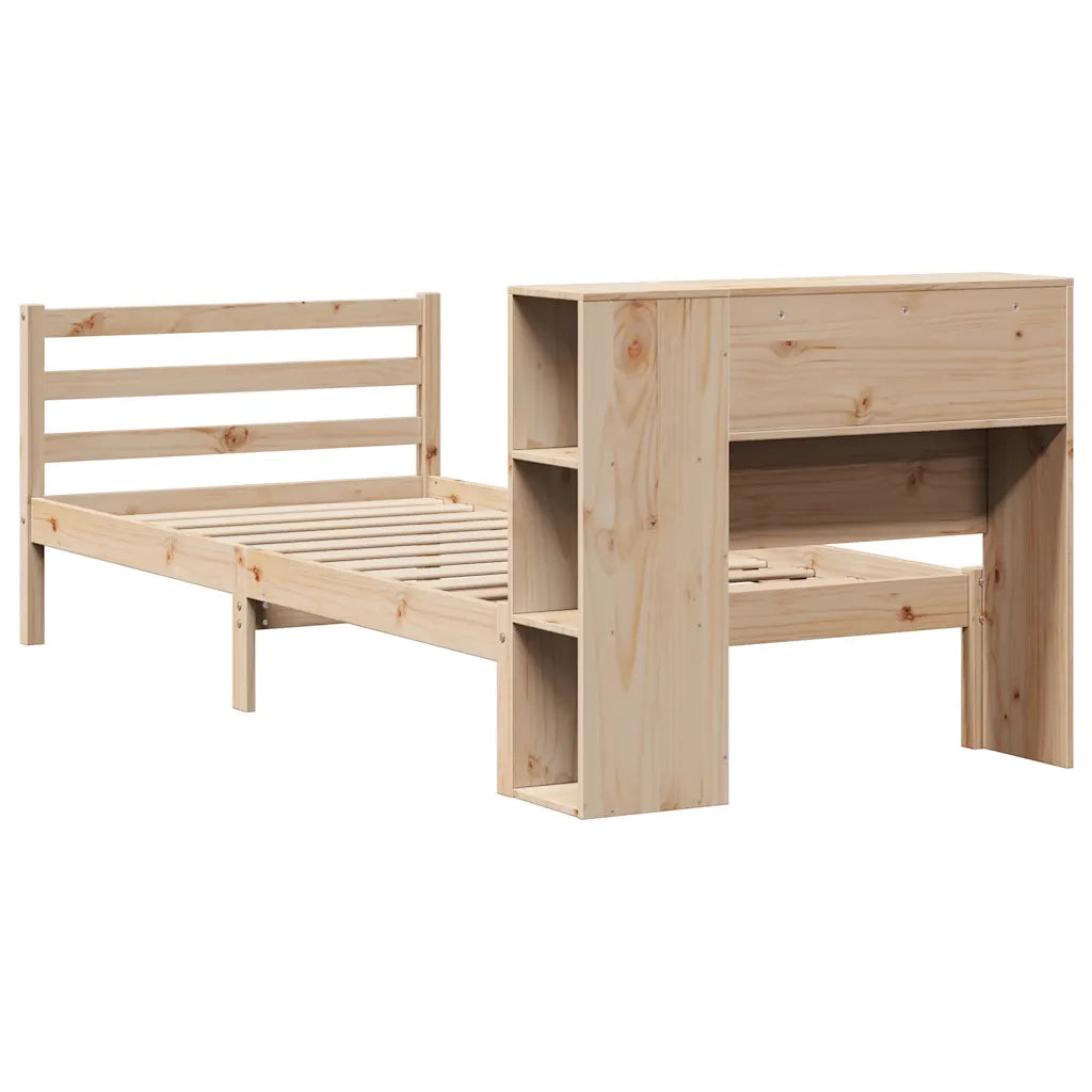 Giroletto con Libreria senza Materasso-Struttura Letto con contenitore 75x190 cm in Legno Pino 803574
