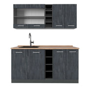 Vicco Cucina completa Calcestruzzo nero/antracite 160 cm PT Rovere