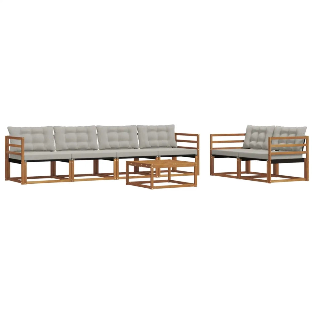 Set di divani da esterno 7 pcs Grigio Naturale e Chiaro 3369206