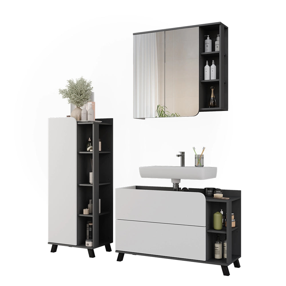 Vicco Set di mobili da bagno Antracite/bianco 3 parti