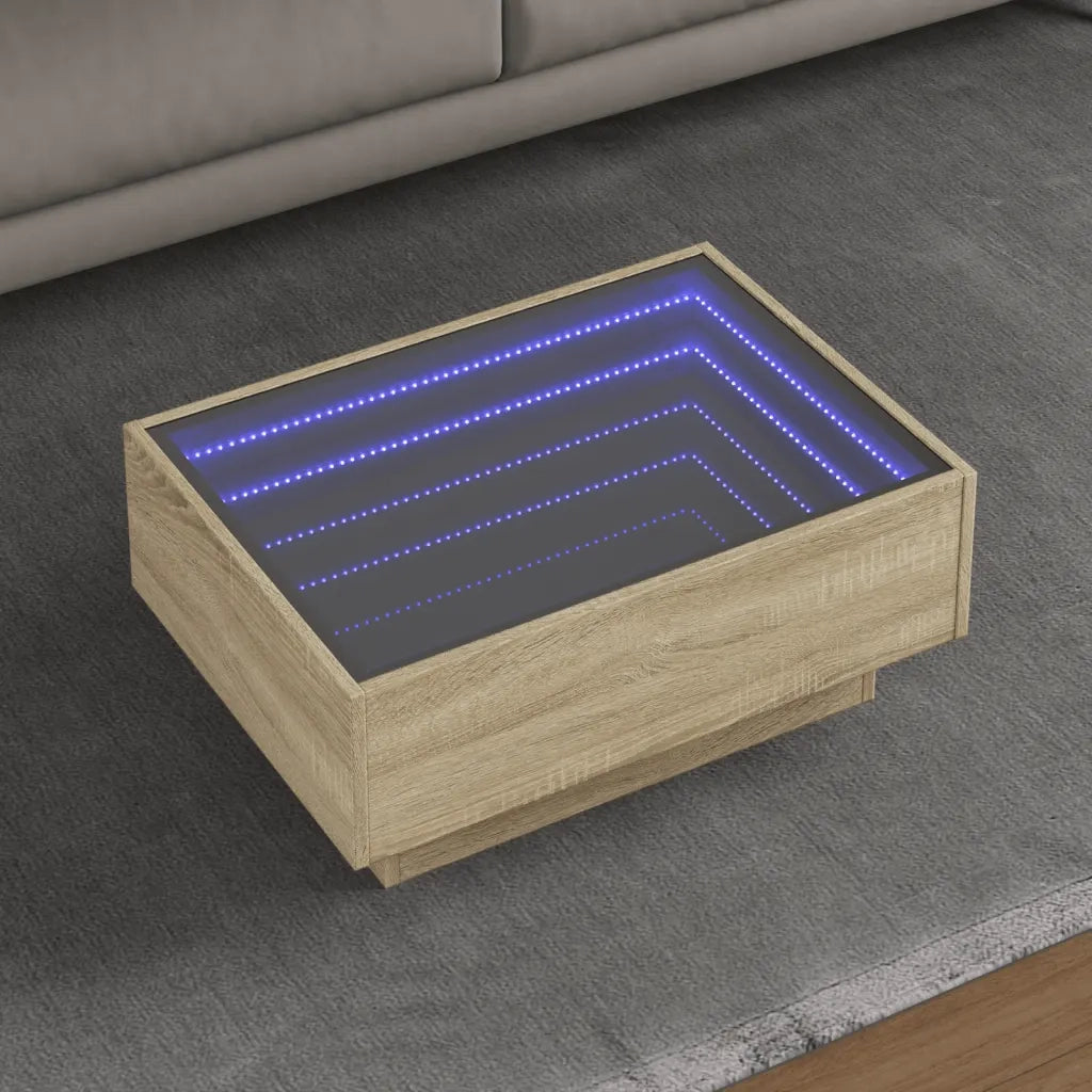Tavolino salotto | Tavolino da caff¨¨ | Tavolino da Soggiorno con LED Rovere Sonoma 70x50x30 cm Multistrato