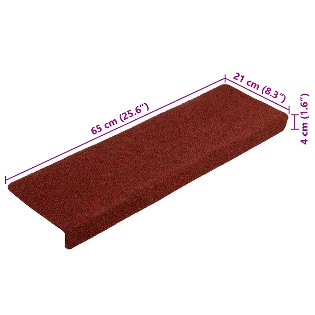 Tappetini Autoadesivi per Scale 20 pz Rosso BordÃ² 65x21x4 cm
