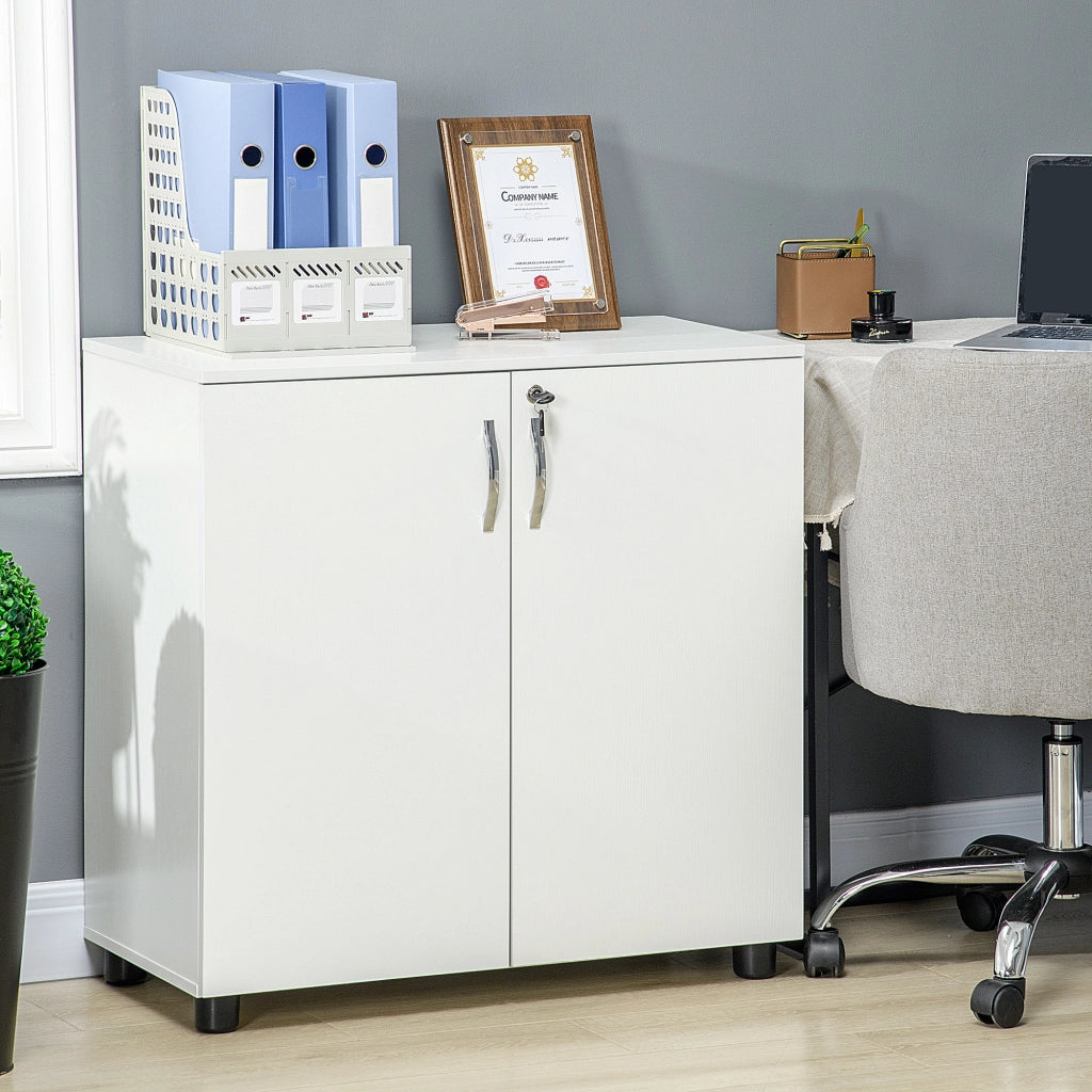 Armadio da Ufficio con 2 Ante e Serratura ¨C Zephmum ¨C Bianco 80x40x80 cm
