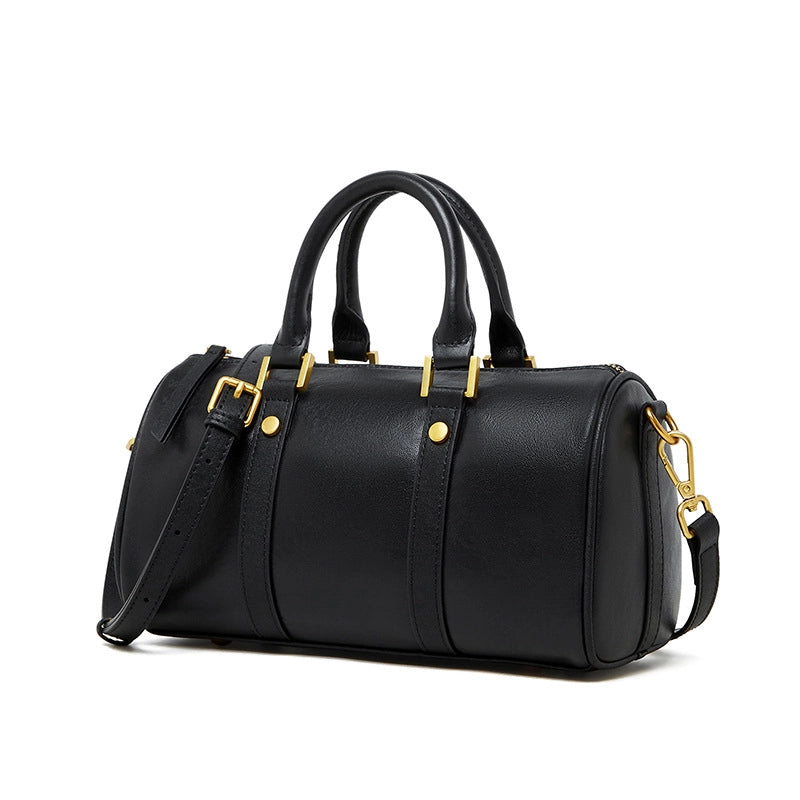 Borsa a tracolla da donna in vera pelle nera