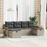 Set Divano da Giardino 6 pcs Grigio chiaro polyrattan