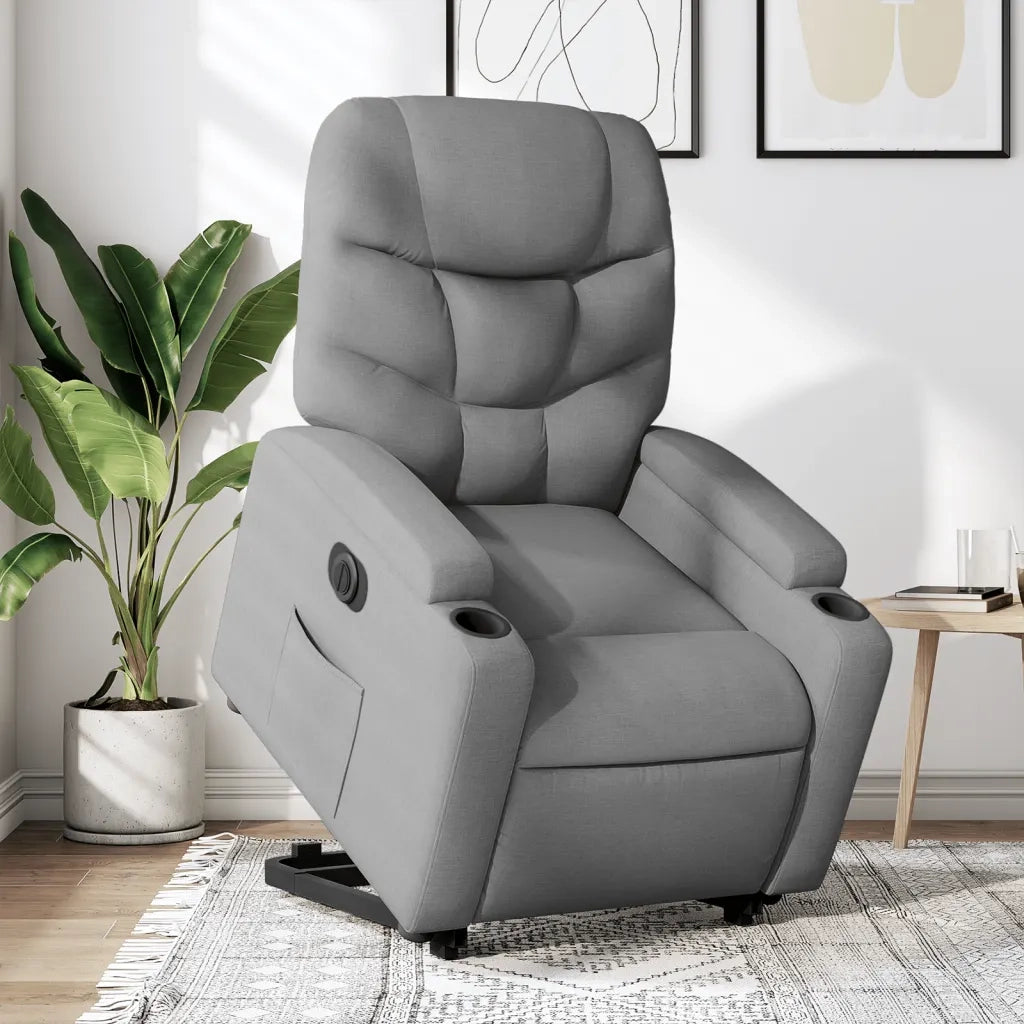 Poltrona Reclinante Alzapersona Elettrica Grigio Chiaro Tessutocod mxl 85279