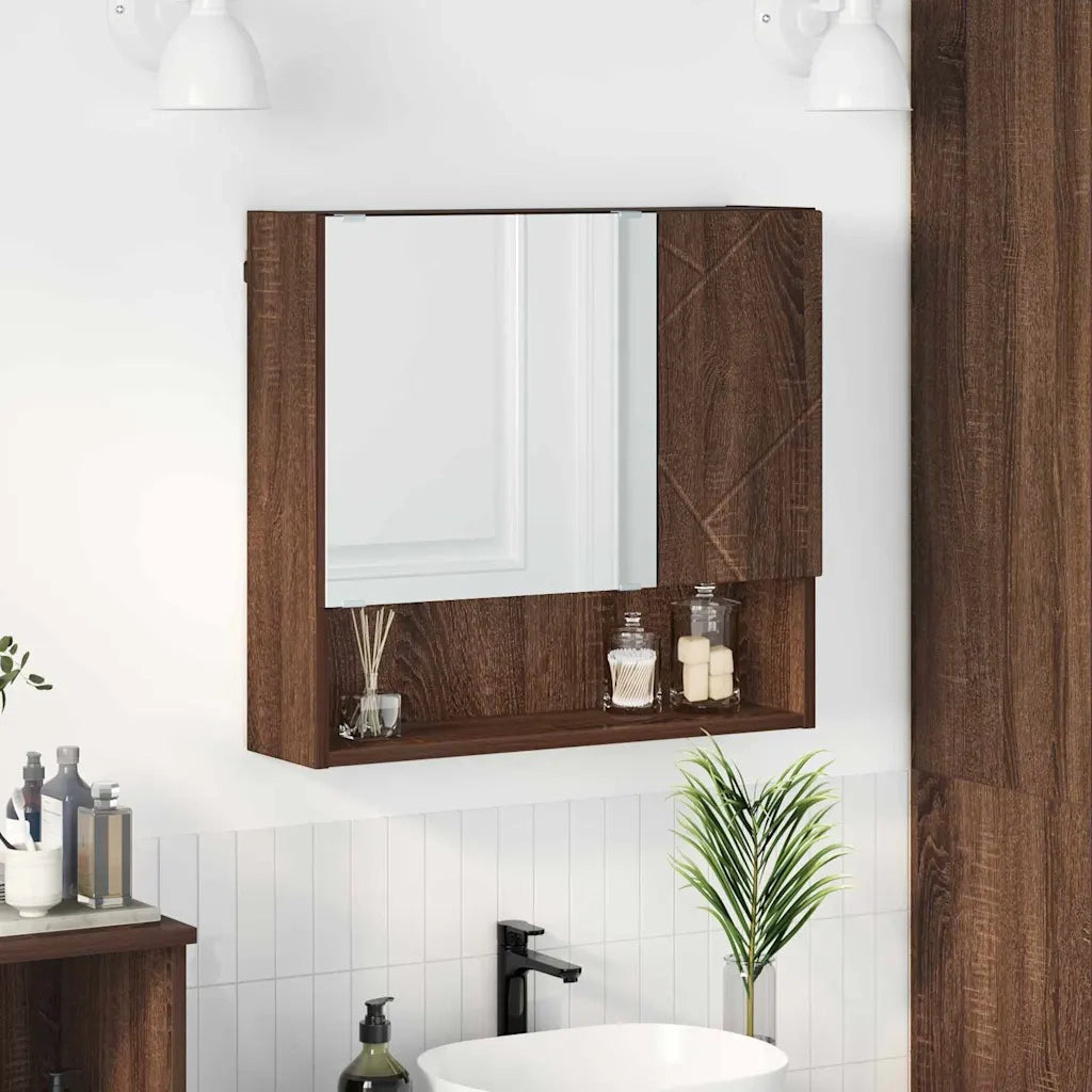 Mobiletto per specchio con porta Rovere Marrone 59 x 17 x 55 cm