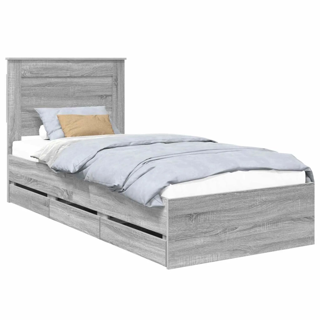 Struttura del letto con cassetto Grigio Sonoma 100 x 200 cm