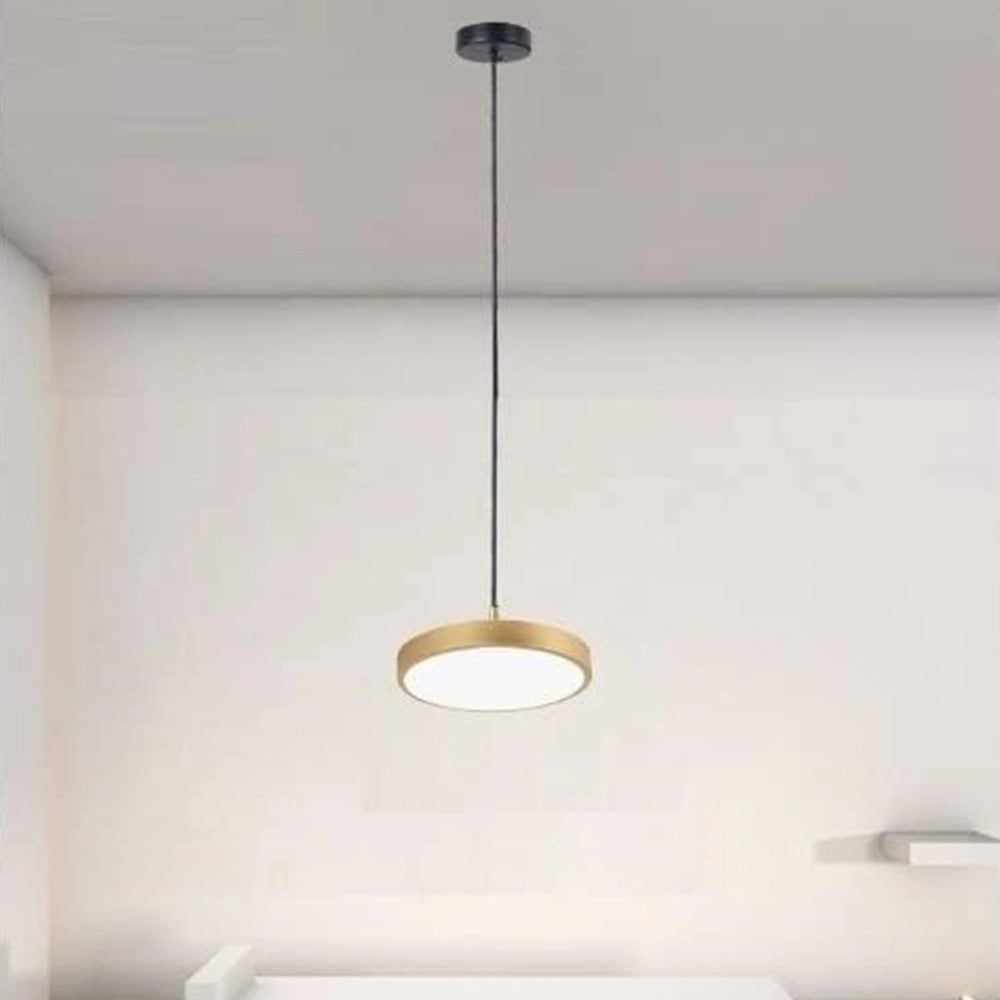 Trade Shop - Lampadario A Sospensione Led 40w Oro Cerchio Tondo Moderno Minimal Luce 6500k 32927 -