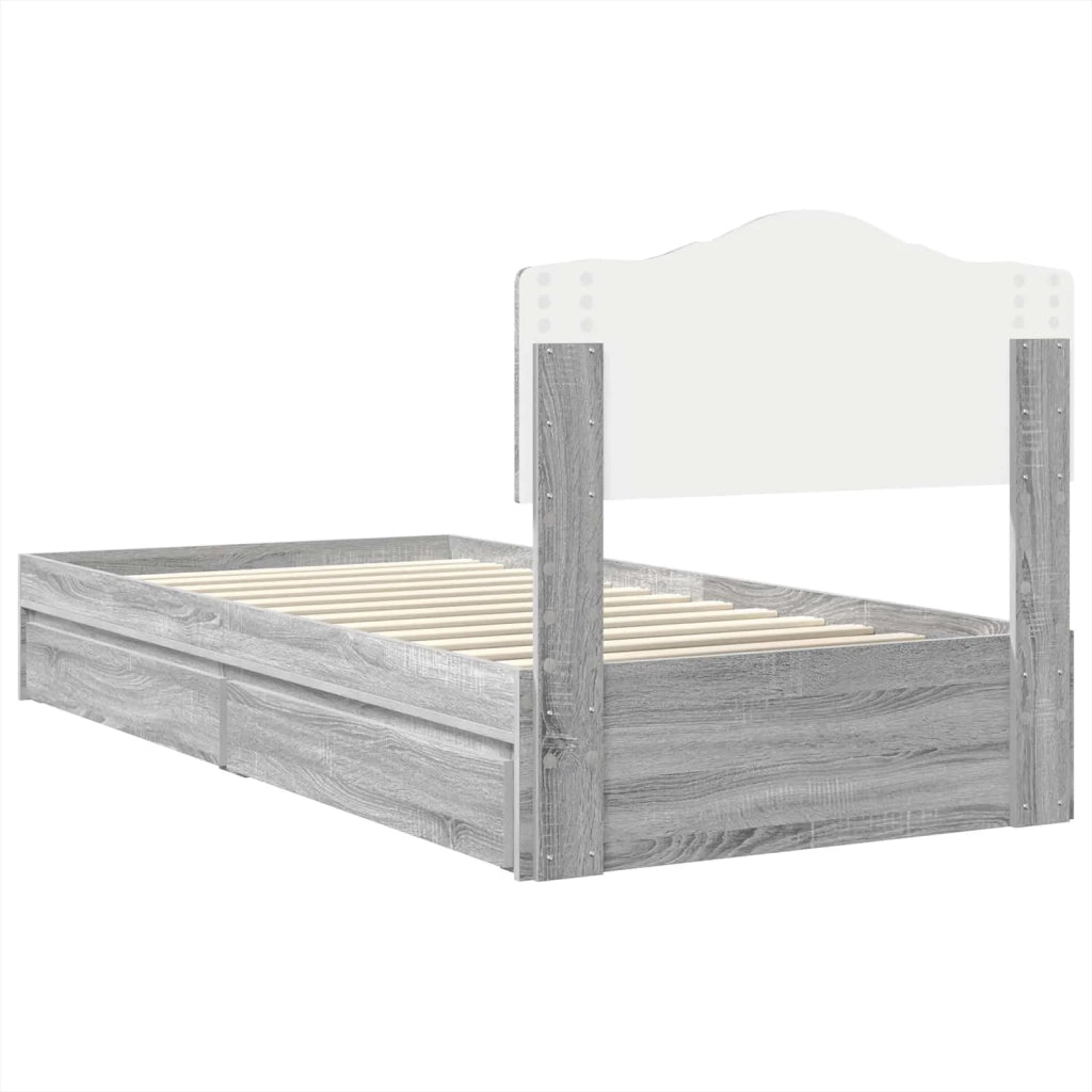 Letto con Contenitore con testiera Grigio Sonoma 70 x 190 cm