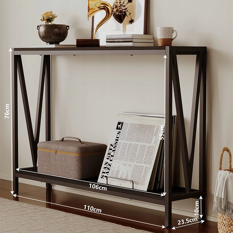 Consolle marrone scuro, tavolino da ingresso con ripiano, spaziosa, alta, 76 cm