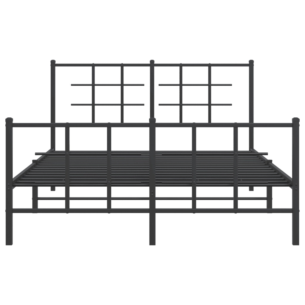 Giroletto con Testiera e Pediera Metallo Nero 140x190 cm 355579