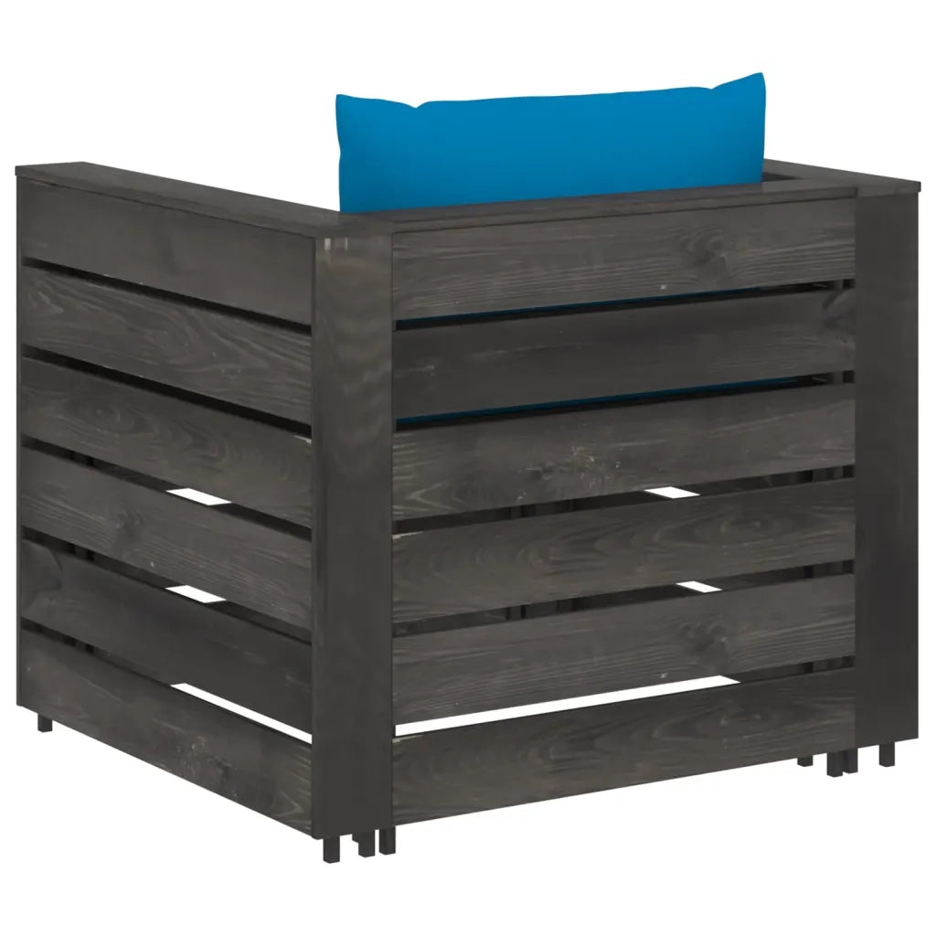 Set Salotto da Giardino 2pz | Set di Mobili da Esterno con Cuscini Legno Impregnato Grigio