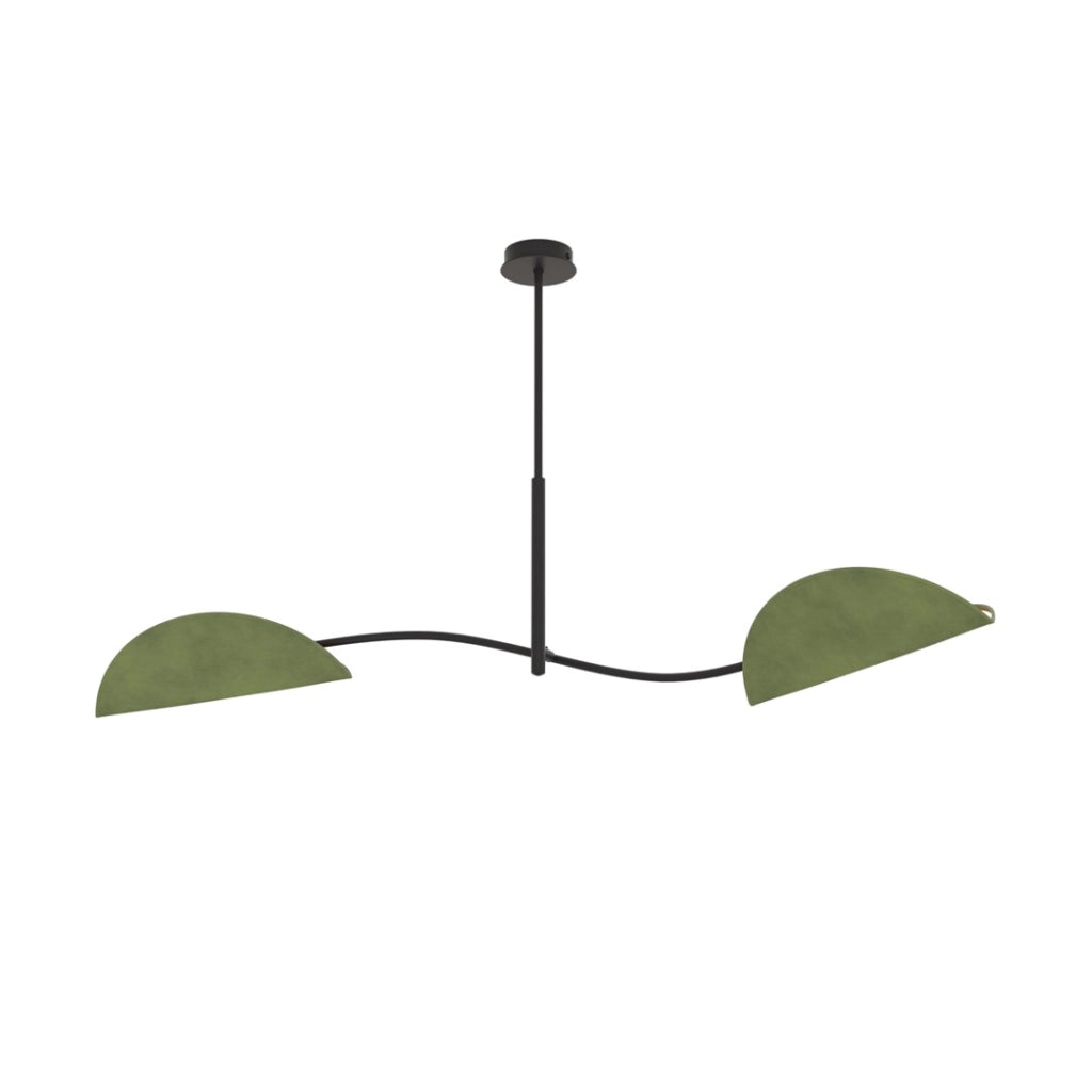 Plafoniera LOTUS Emibig nera-verde foglie velluto 2xE14 10W