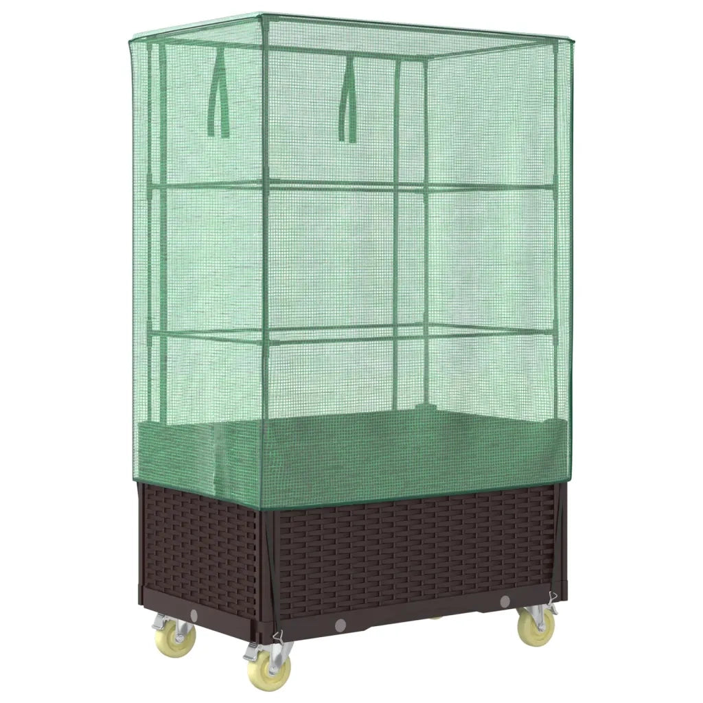 Letto Rialzato con Copertura e Ruote Effetto Rattan 80x50x182cm 4015808