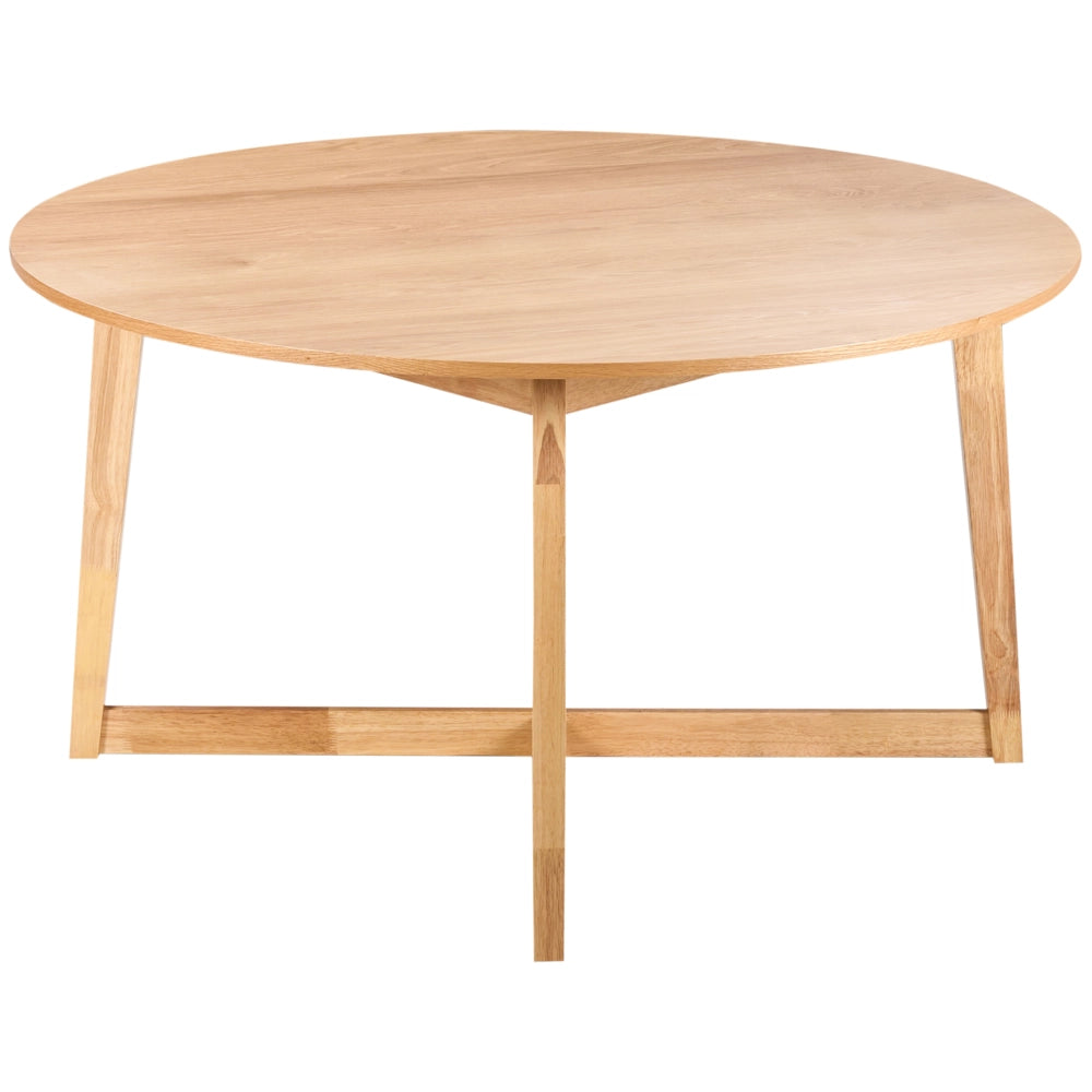 Tavolo da pranzo legno chiaro MDF rubberwood rotondo di ispirazione retrò design soggiorno sala da pranzo