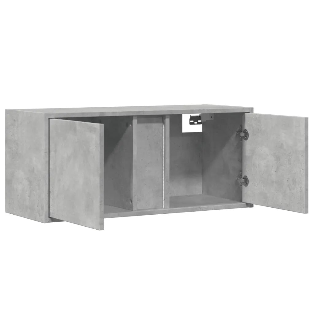 Mobile TV a Parete con Luci LED Grigio Cemento 80x31x35 cm
