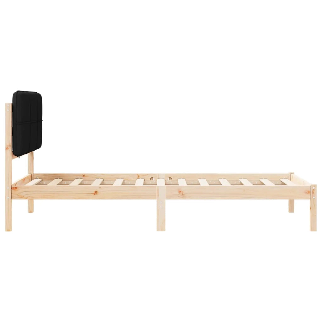 Letto con Testiera Rivestita Nero 90 x 190 cm Pino massello 878016