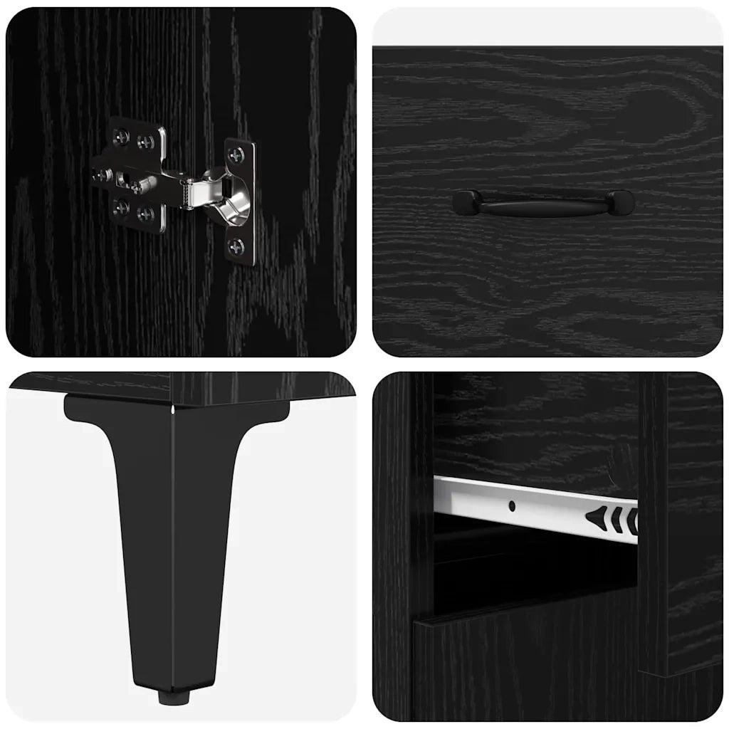 Credenza-Buffet-Armadio da cucina Rovere Nero 69,5 x 34 x 90 cm Legno multistrato 554964