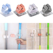 Trade Shop - Set 2 Ganci Porta Scopa Mop Supporto Adesivo Resistente Appendino Bagno Cucina -