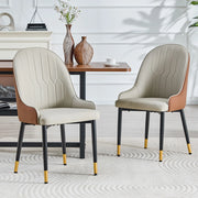 Set di 2 sedie con schienale a fulmine in similpelle PU e metallo marrone e nero