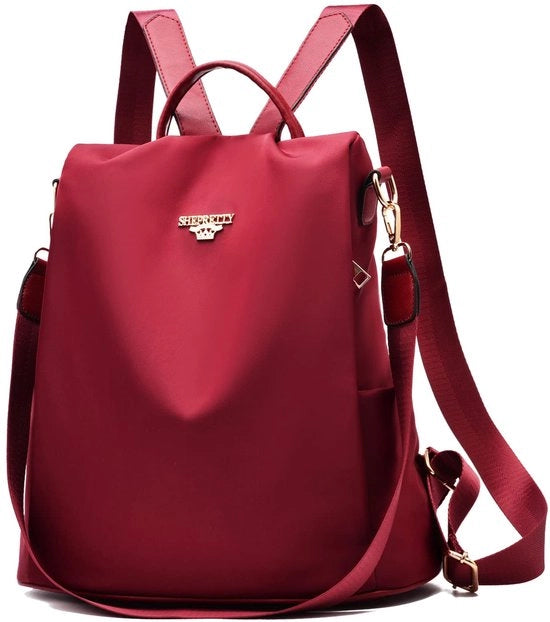 Borsa Anti-Furto Oxford con Tasca Multifunzionale per Scuola, 3-8864 Rosso