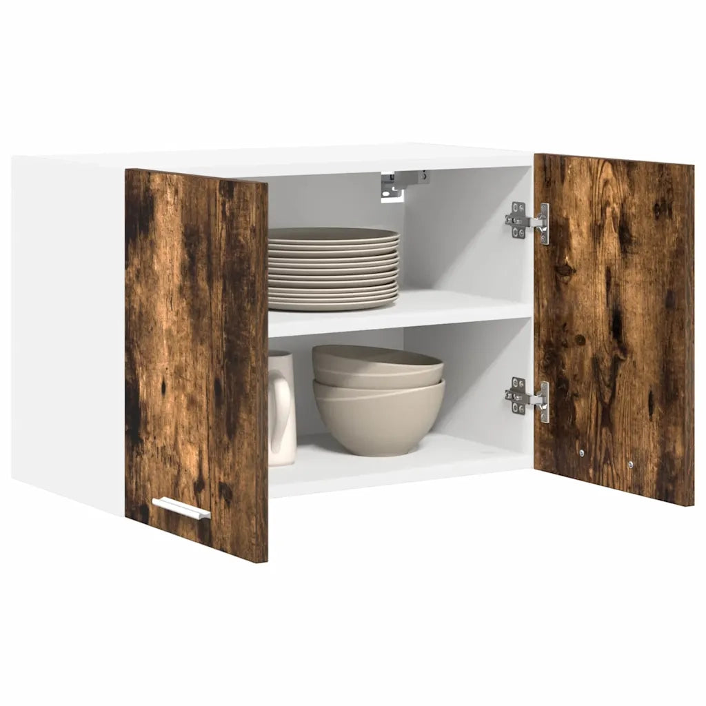 Armadio pensile con porta 2 pcs Rovere Affumicato e Bianco