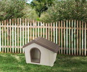 Cuccia in polipropilene da esterno o Avalon, Casetta per cani o gatti, 100% Made in Italy, cm 58x40h42, colore Beige