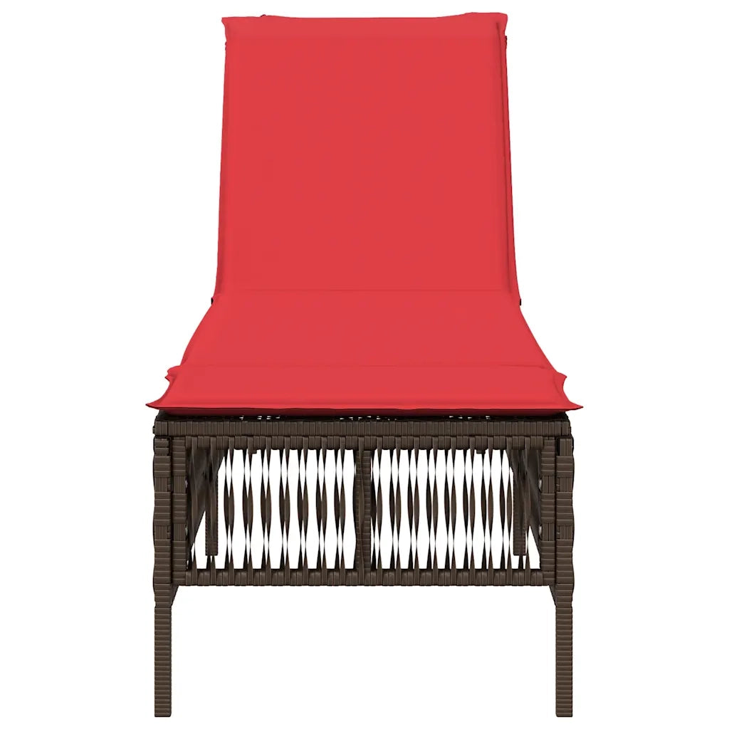 Lettino prendisole con Cuscino in Polyrattan Marrone 4002744