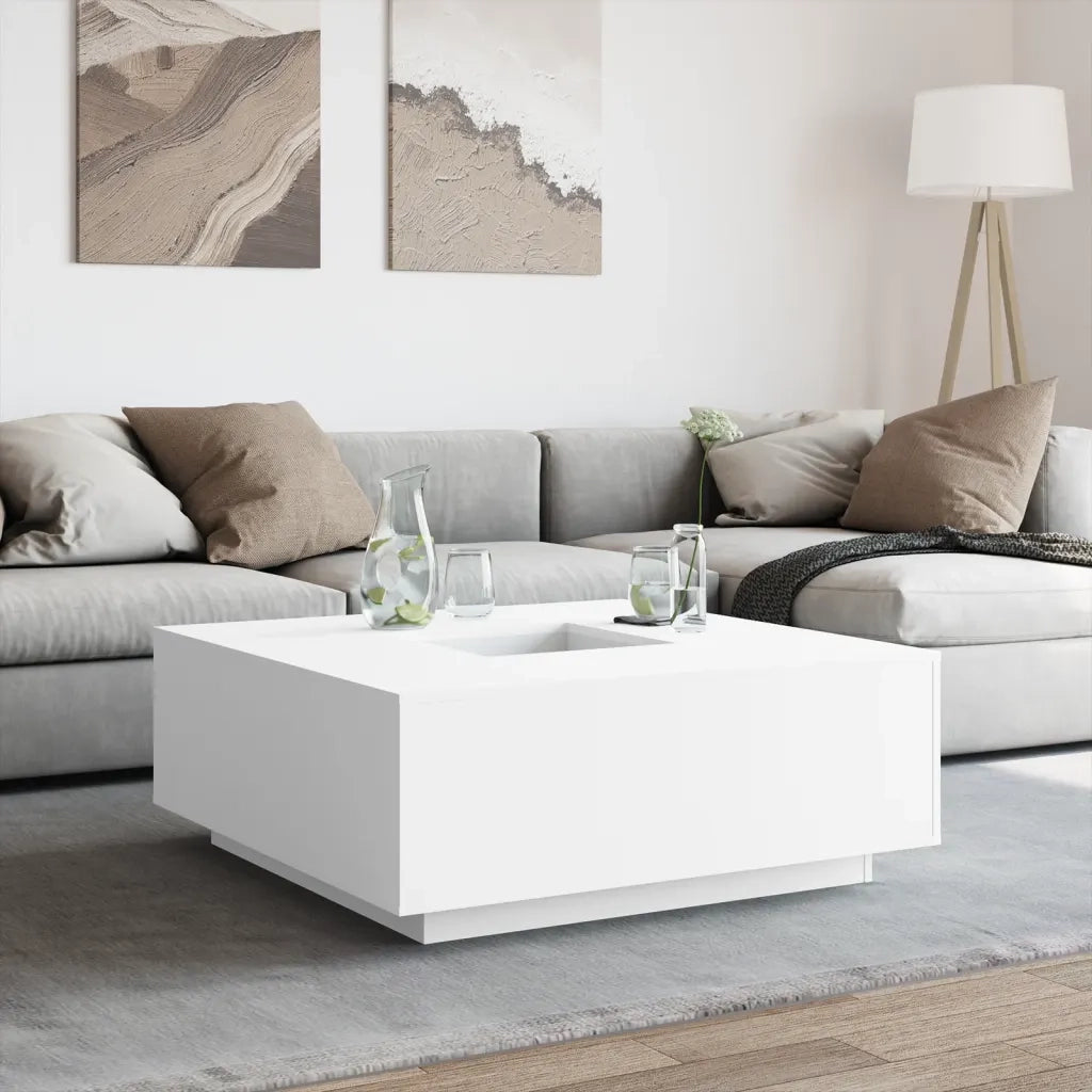 Tavolino da salotto | Tavolino da caff¨¨ | Tavolino da Soggiorno Bianco 100x100x40 cm in Legno Multistrato