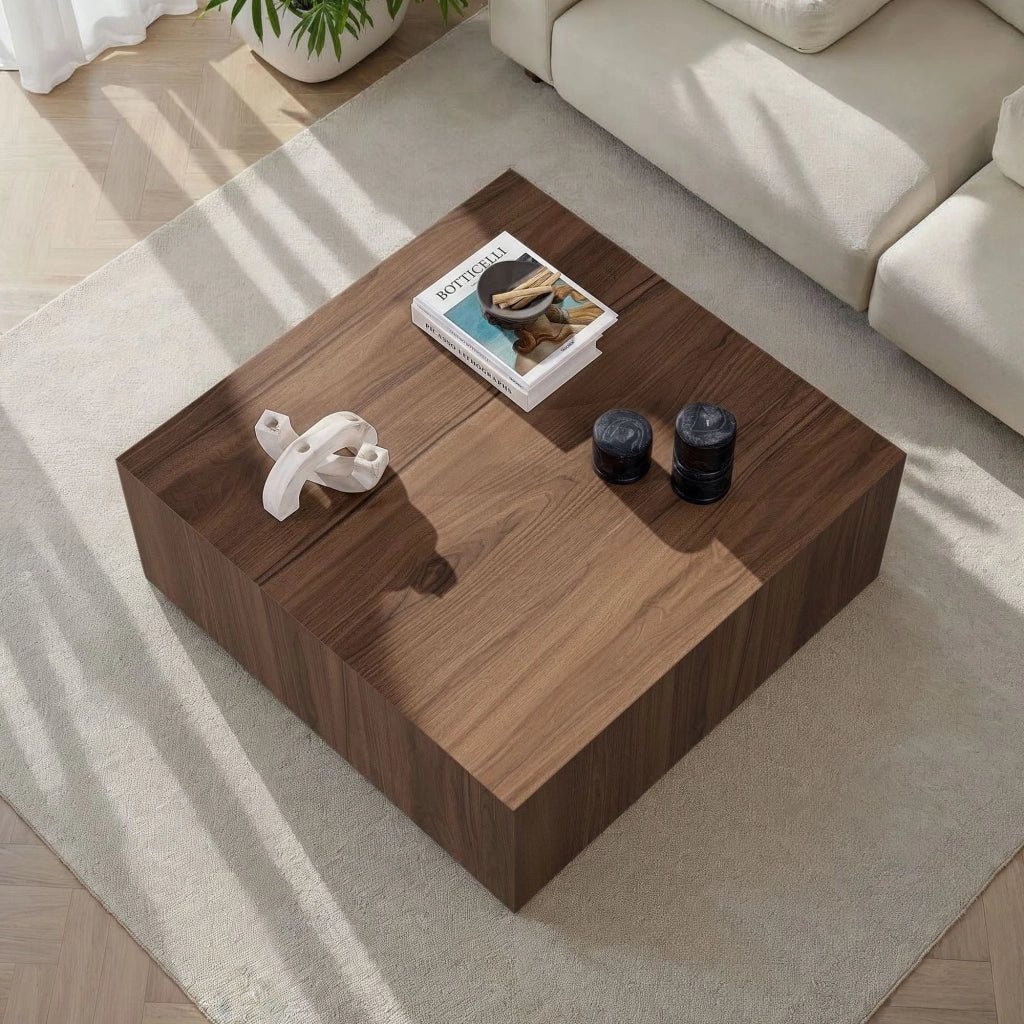 Tavolino in MDF "Prizma" - 90 x 90 x 35 cm - Noce