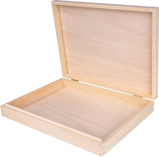 Scatola di Deposito in Legno A4 Senza Etichetta 332 x 252 x 42 cm - Deposito per Documenti e Oggetti di Valore Scatola in Legno