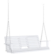 Dondolo da Giardino 3 Posti con Tavolino ¨C zephmum ¨C Legno e Metallo, Bianco, 150x75x53 cm