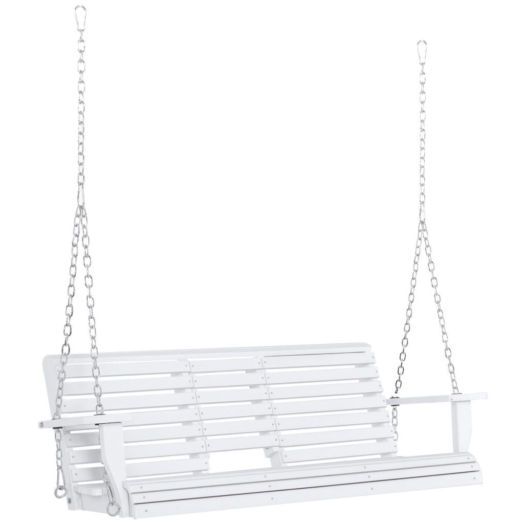 Dondolo da Giardino 3 Posti con Tavolino ¨C zephmum ¨C Legno e Metallo, Bianco, 150x75x53 cm