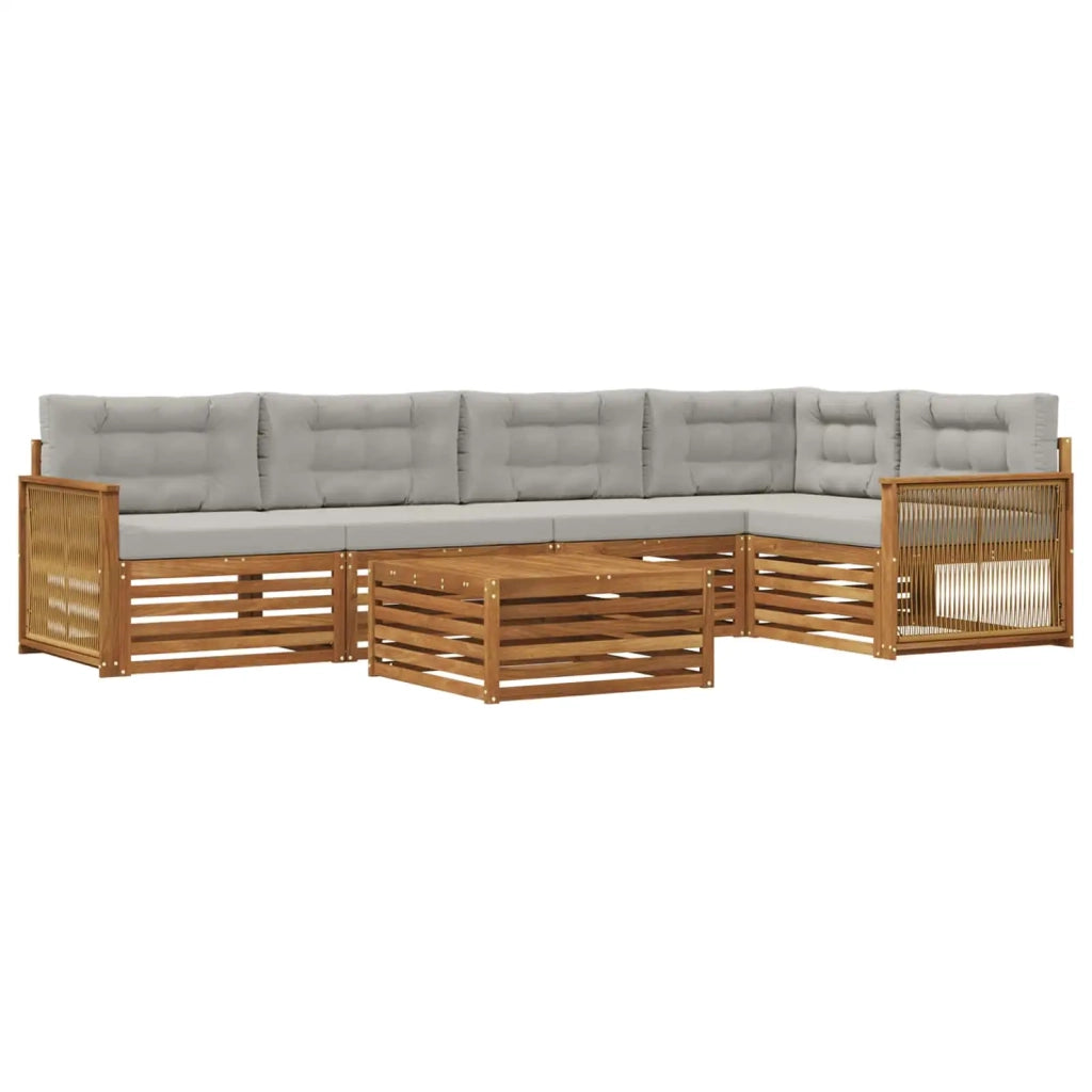 Set di divani da esterno 6 pz Naturale e Grigio Chiaro 3383389
