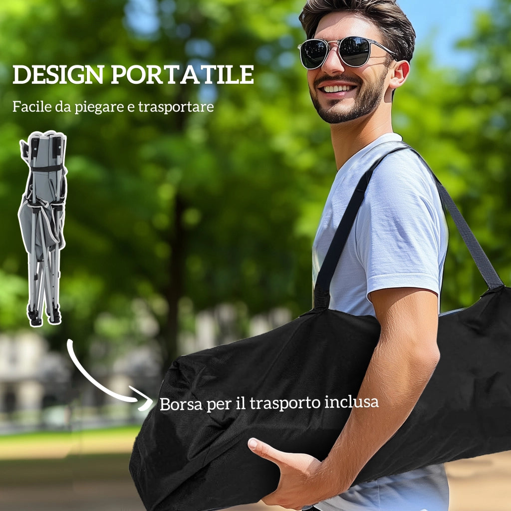 Sedia da Campeggio Pieghevole ¨C zephmum ¨C Grigio, Polipropilene, 82x100x88 cm