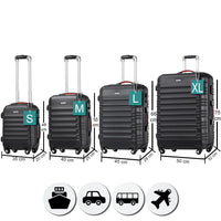 Set 4 Valigie Rigide Trolley Easy Roll Bagaglio a Mano e Stiva da Viaggio in ABS Nero