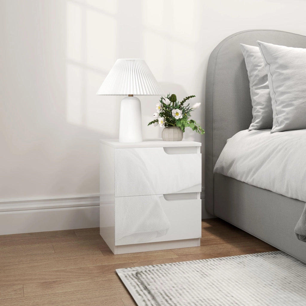 Comodino con Cassetti 40x40x48 cm in Legno Bianco Lucido