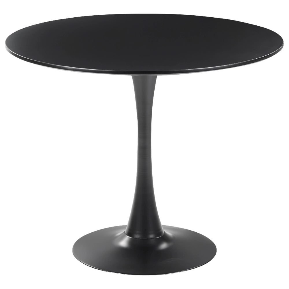 Tavolo da pranzo rotondo Nero da 90 cm con base in metallo a 4 posti da cucina
