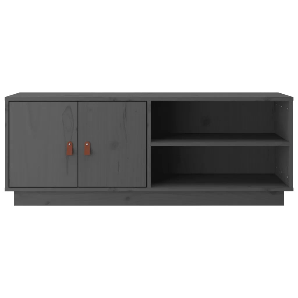 Mobile Porta TV-Credenza TV Grigio 105x34x40 cm in Legno Massello di Pino