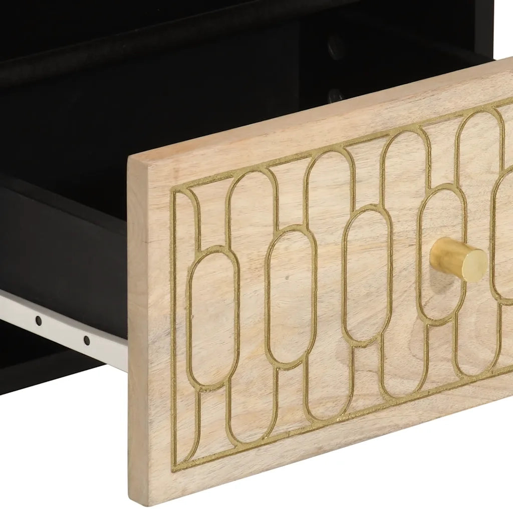 Set di 2 Comodini | Armadio da Notte | Mobiletto da notte 40x33x46 cm in Legno Massello di Mango
