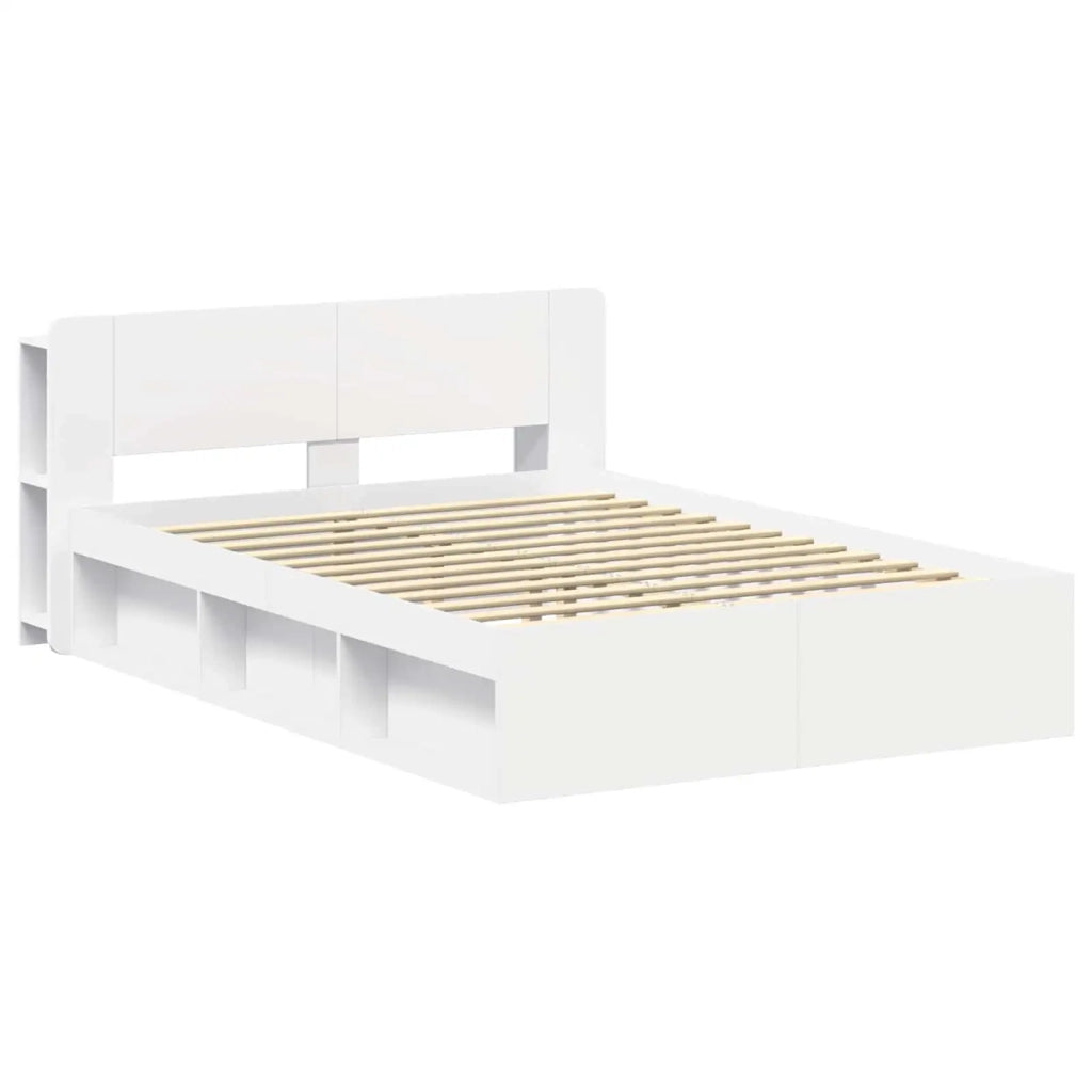 Telaio del letto con storage con testiera Bianco 140 x 200 cm