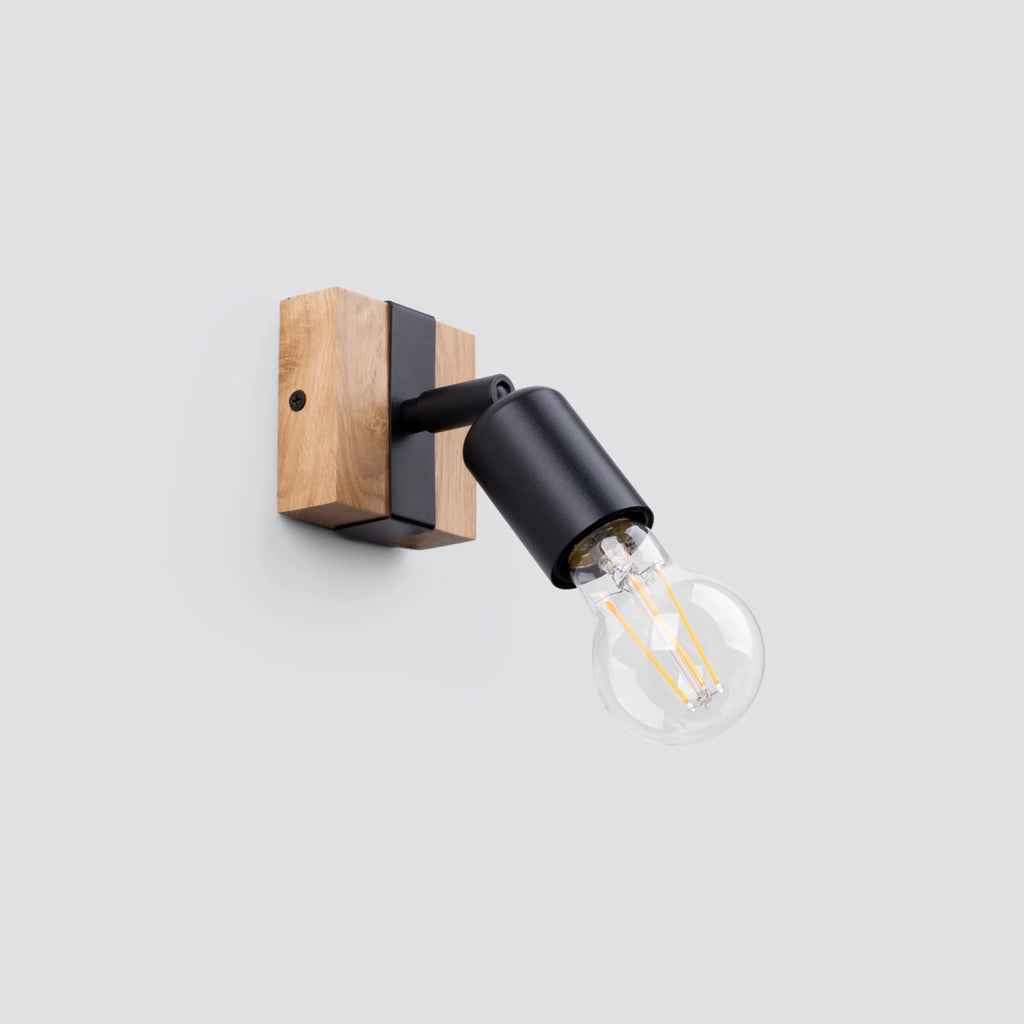 Applique faretto nero legno lettura LIMERO E27 15W Pure