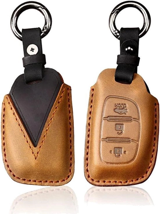 Custodia per auto, kit di protezione per Hyundai I10 I30 I40 IX20 Tucson Santa Elantra Kona Ioniq Sonata, contenitore per chiavi, telecomando, casella delle chiavi, colore marrone.