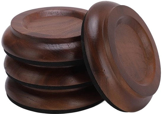 Piatto di Supporto Antiscivolo per Pianoforte - 4 Pezzi - Piatto di Supporto in Noce - Protezione del Pavimento - Riduzione del Rumore - Protezione del Pianoforte