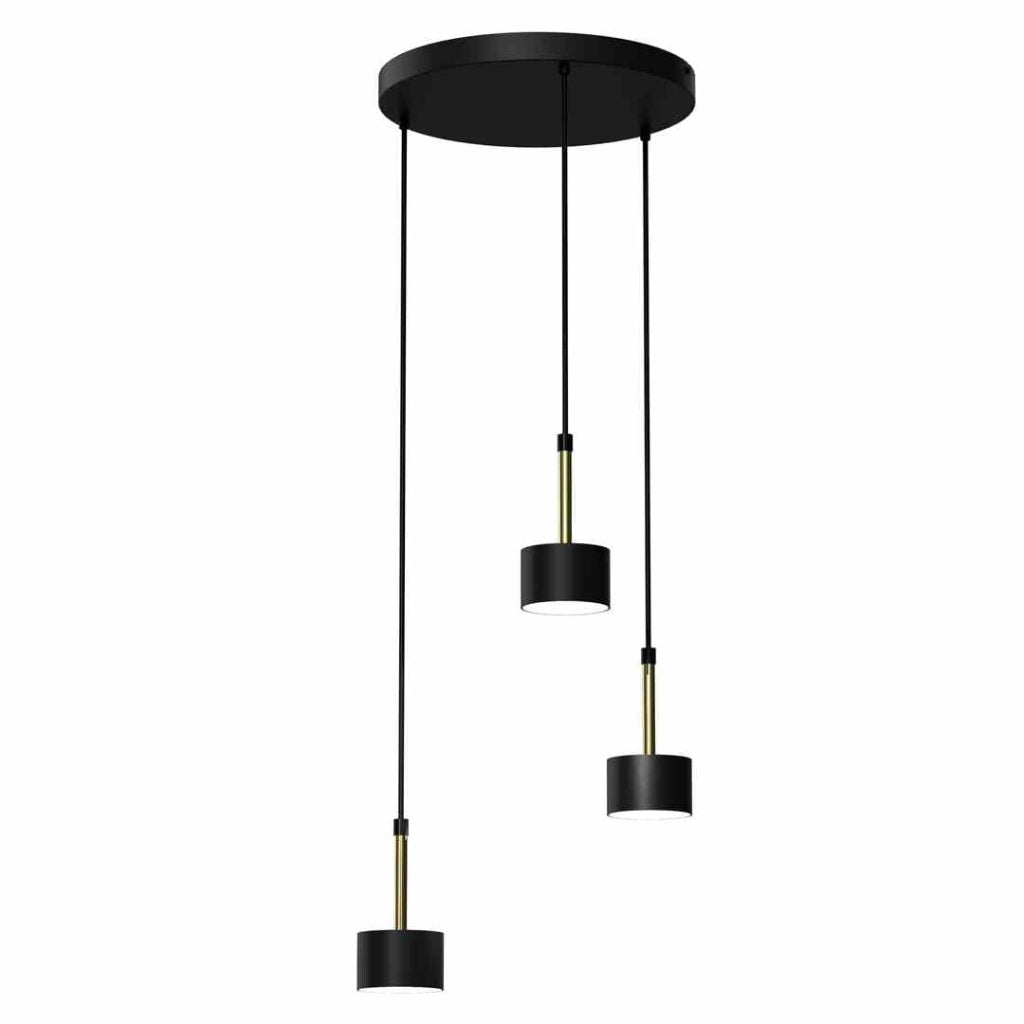 Lampadario a sospensione Milagro Arena 3 luci nero ottone