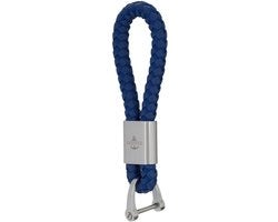 Sostegno chiavi in lega di acciaio imitata e acciaio inossidabile intrecciata con chiusura D, regalo per donna uomo amico auto bicicletta motocicletta barca argento - 22Skipper (Blu - 7279)