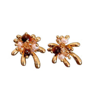 Orecchini Golden Firework Pearl Crystal Tiger Eye
